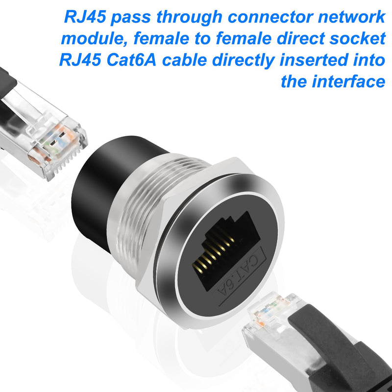 [AUSTRALIA] - XMSJSIY RJ45 CAT6A Panel Mount Adapter Thread Fixed Mount Coupler Ethernet Female to Female Pass-Through Connector Cat6A/CAT6/CAT5E 8P8C Network Socket LAN 