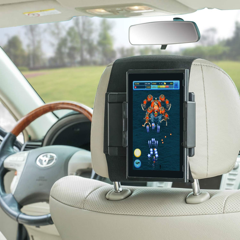 TFY Swivel Car Headrest Mount Holder for Switch for Car Swivel | Compatible with Tablets | No-scratch design | Hands-free use | Fits 5-10.5" devices | Ideal for in-car use/gaming
