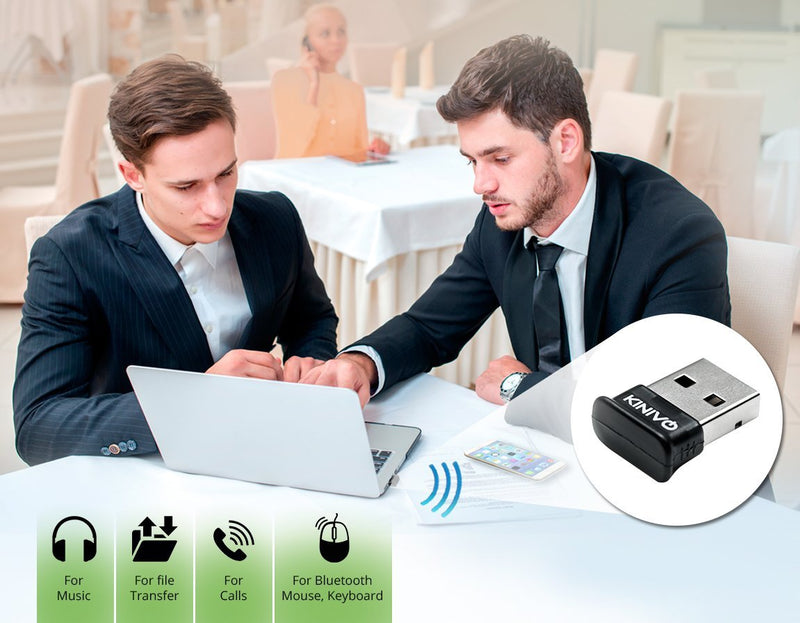 Kinivo BTH220 Bluetooth Stereo Headphones with BTD-400 USB Bluetooth PC Adapter (Black, Bluetooth 4.0, Compatible with Windows, Raspberry Pi, Linux, Wireless Music Streaming and Hands-Free Calling)