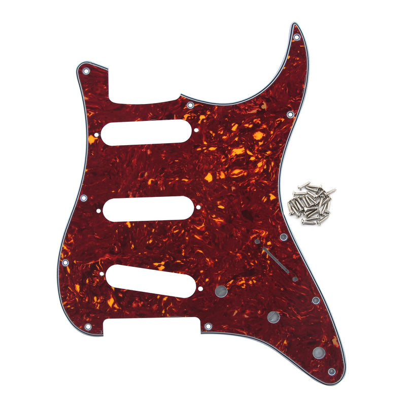 FLEOR 11 Holes ST Style Pickguard SSS Guitar Pickguard Pick Guard Scratchplate with Screws Set,4Ply Red Tortoise Shell 4Ply Red Tortoise Shell