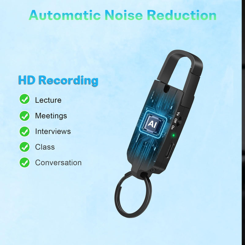 [AUSTRALIA] - 64GB Digital Voice Recorder with Playback - Keychain Voice Activated Recorders Audio Recording Device - 760 Hours Capacity for Lectures Meetings Music 64GB 