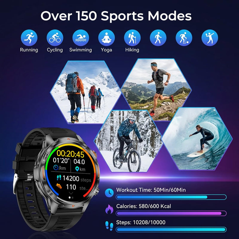 Smart Watch for Women, 30 Day Battery Life Answer/Make Call Smartwatch, 110+ Activity Modes with 1.7in AMOLED Ultra-Clear Screen Fitness Watches, IP68 Waterproof for Android and iPhones Round