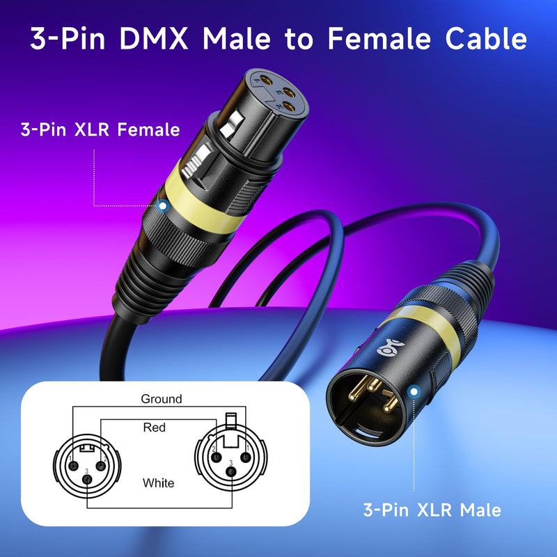 Cable Matters 2-Pack 22AWG Stage Light DMX Cable 25ft / 7.6m with 3-Pin XLR Connector, 3 Pin XLR Male to Female DMX Lighting Cable 25 Feet