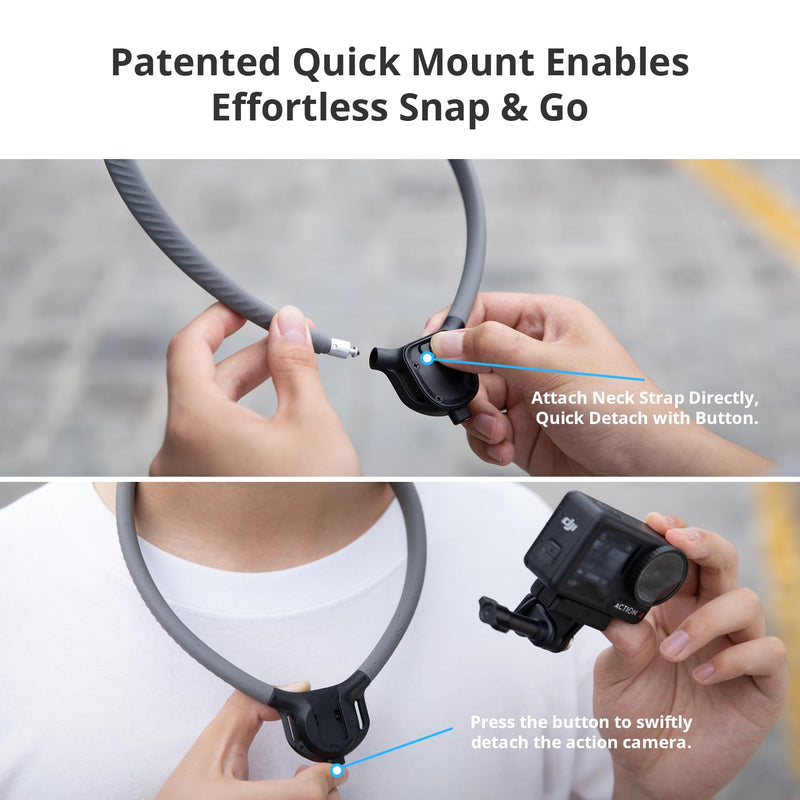 PGYTECH CapLock POV Action Camera Neck Mount, Quick Release & Adjustable Chest Strap, Hand Free Video Vlog Necklace Lanyard Holder for DJI OSMO Action 6/5 Pro/Pocket 3/Xtra Muse, Gopro 13/12, Insta360