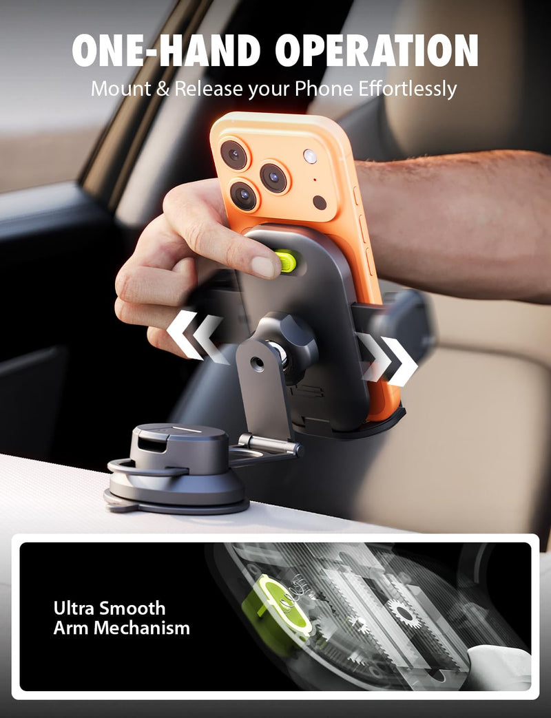 Bracketron TripGrip Pro Tesla Phone Holder, Suction Cup, 360° Rotation | 3-in-1 Tesla phone holder mount with TemperBond suction technology, secure dashboard and windshield installation
