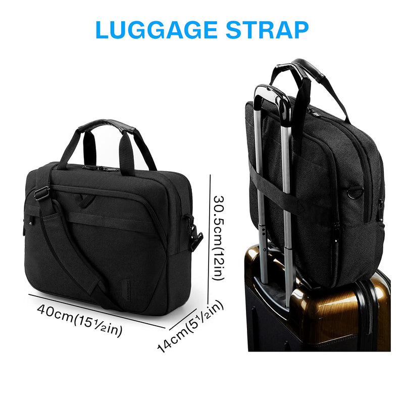 BAGSMART Laptop Bag, 15.6 Inch Briefcase Men, Lockable Computer Bag Work Bag, Water-Repellent Shoulder Messenger Bag Travel Office Business, Black Black-15.6 Inch