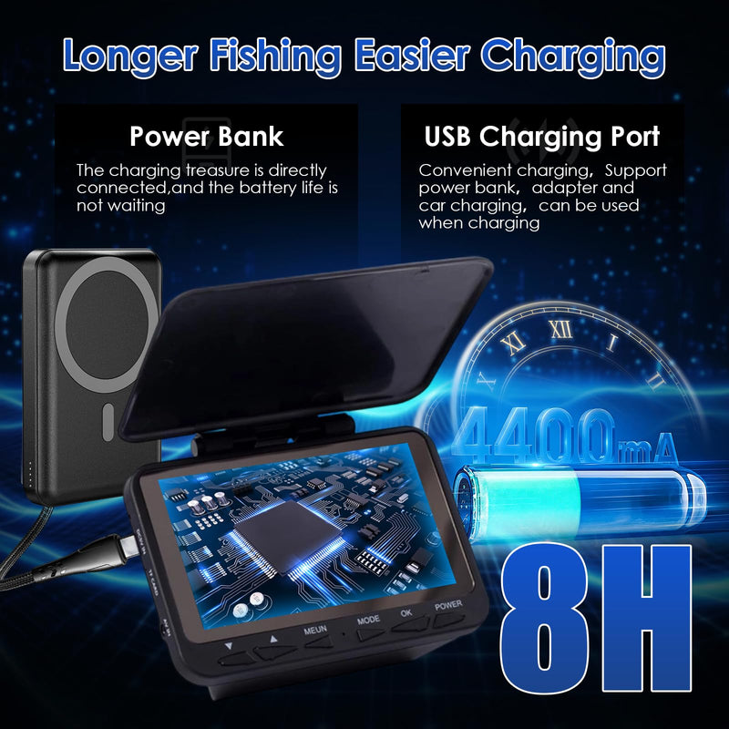 Underwater Fishing Camera, 4.3-inch HD LCD Display, 1000TVL Night Vision, Aluminum Alloy Construction with Battery Power for Ice and Sea Fishing 49.21FT/15M