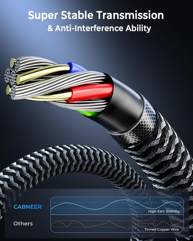 CABNEER 8K HDMI 2.1 Cable 1 m, HDMI Cable High Speed 48Gbps 8K @ 60Hz 4K @ 120Hz 2.2/2.3 for Dolby eARC HDCP HDR, Compatible with HDTV, Laptop etc 1 piece 1m