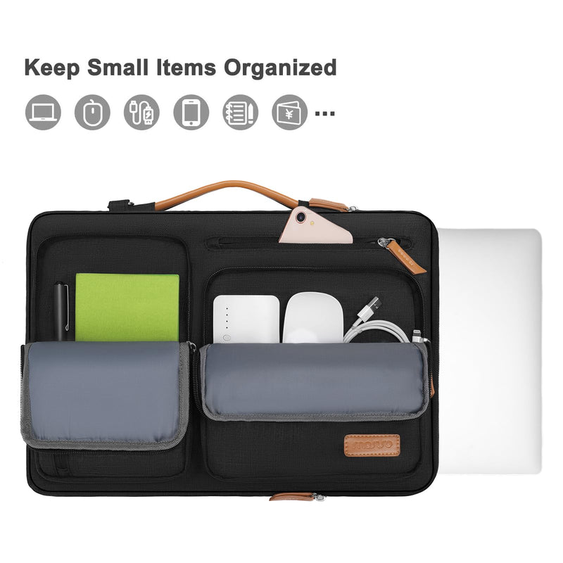 [AUSTRALIA] - MOSISO 360 Protective Laptop Shoulder Bag,15-15.6 inch Computer Bag Compatible with MacBook Pro 16, HP, Dell, Lenovo, Asus Notebook,Side Open Messenger Bag with 4 Zipper Pockets&Handle, Black 16 inch 