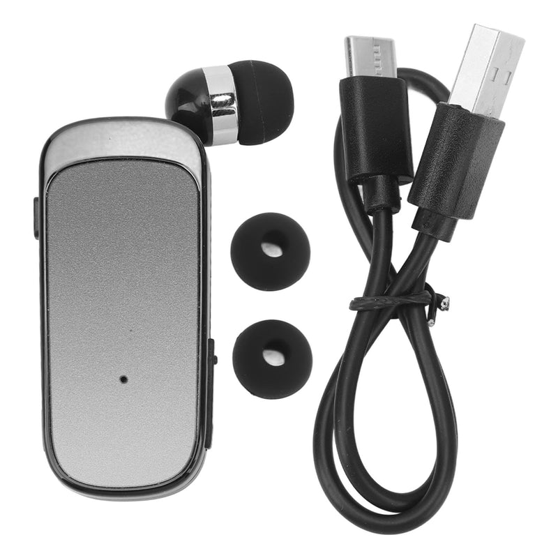 Yoidesu Retractable Headset, Headphone V5.2 Stereo Earpiece Business Headphones, Clip on Earbud Compatible with Smart Cell Phones Tablet Pad PC Laptop (Gradient Black) Gradient Black
