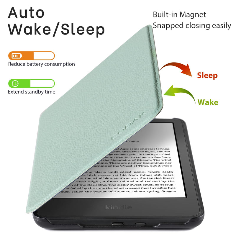 CoBak Case for All New Kindle 11th Generation 2022 Release Only - Ultra Slim PU Leather Smart Cover with Auto Sleep and Wake, Premium Protective Case for 6“ E-Reader *Sage