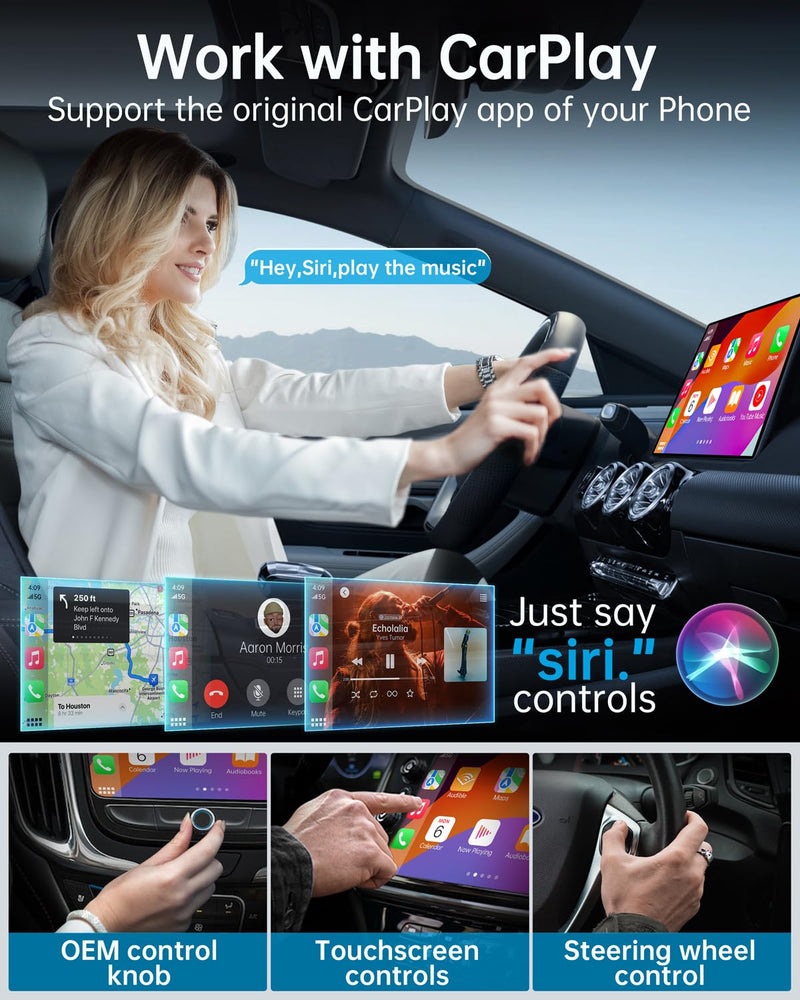 Luckymore Wireless Carplay Adapter, Converts Wired to Wireless Carplay Dongle for Wireless Control Plug & Play Carplay Fit for Cars from 2017 & for Apple iPhone iOS 10+ Navy