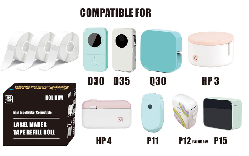 [AUSTRALIA] - D30 Label Tape, 540 Labels 12x40mm White Thermal Label Paper for Phomemo D30 Labels Tape Printer Maker Tape Refill Replacement for Print Master D30 Labels Refill 12mm x 40mm (0.47 x 1.57 Inch) White 12 X 40 Mm White 3 Rolls 
