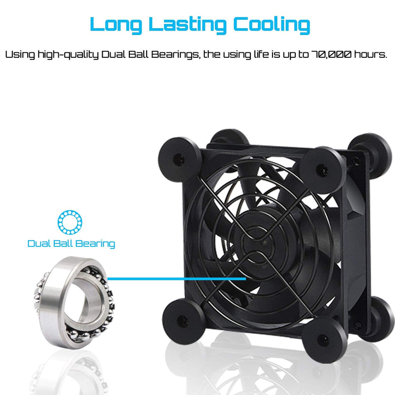 upHere U803 USB Fan 80mm Silent USB Fan Compatible with Computer / PS4 / TV Box/AV Cabinet
