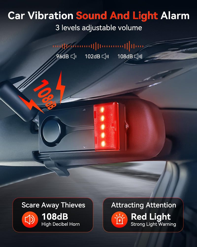 [AUSTRALIA] - Car Anti-Theft Vibration Alarm, ELECTOP 108dB Car Vibration Sound & Light Alarm, Wireless Remote Vibration Sensor Car Alarm Vehicle Security Alarm System Automotive Warning Interior Safety Red Light 