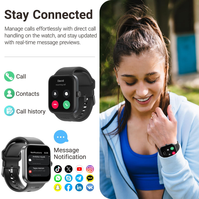 TOZO AMOLED S4 Smart Watch 1.78" Ultra-Clear Screen for Men Women | Bluetooth Call Answer Fitness Tracker, Sleep Monitor IP68 Waterproof for iOS 11.0+ Android 9.0+ Black