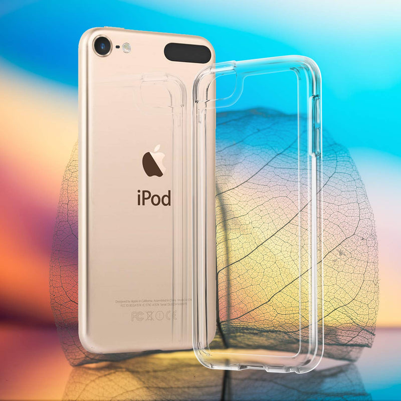 IDWELL iPod Touch 7 Case Clear, Touch 6 Touch 5 Case with 2 Screen Protectors, Clear Slim Soft TPU Bumper Hard Cover for iPod Touch 5/6/7th Generation (Latest Model,2019 Released), HD Clear