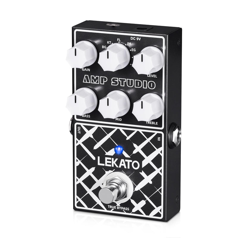 [AUSTRALIA] - LEKATO Amp Simulator Guitar Effect Pedal with True Bypass Clean to Overdrive for Electric Guitar Bypass (EP-01) Black Amp Simulator 