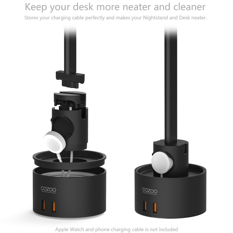 Headphone Stand with 5 USB Charger COZOO Desktop Gaming Headset Holder Hanger with 5 USB Charging Station,Watch Stand and Watch Wireless Charging,Accessories for Gaming,DJ,Wireless Earphone Display