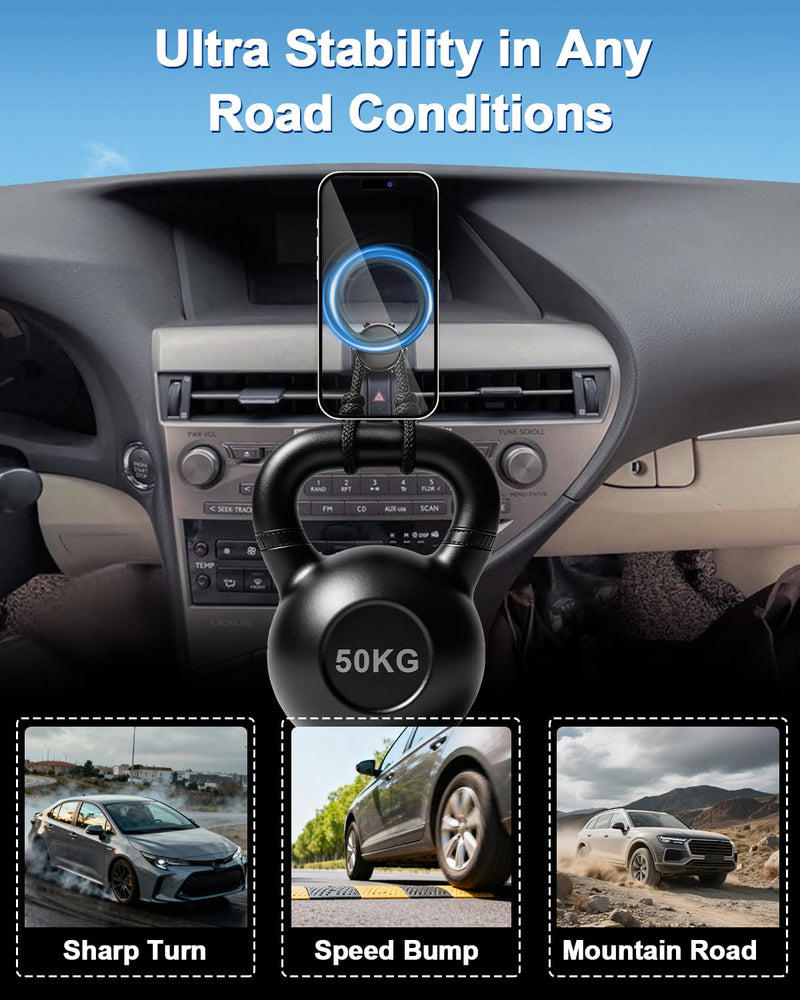 PZK Magsafe Phone Mount for L-EXUS RX 350/ RX 450h 2010-2015 Accessories | Custom Air Vent Strong Mangetic Car Phone Holder 360° Rotation Hands Free Cell Phone Automobile Cradles for All iPhones