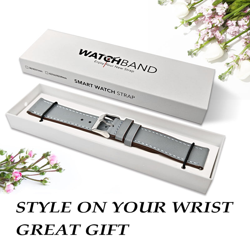 2 Pack Leather Band(Lightblue and Ricewhite) Compatible with Samsung Galaxy Watch 46mm,Watch 3 45mm,Gear S3 Frontier Classic,Top Grain Genuine Leather 22mm 20mm Watch Band for Women Men