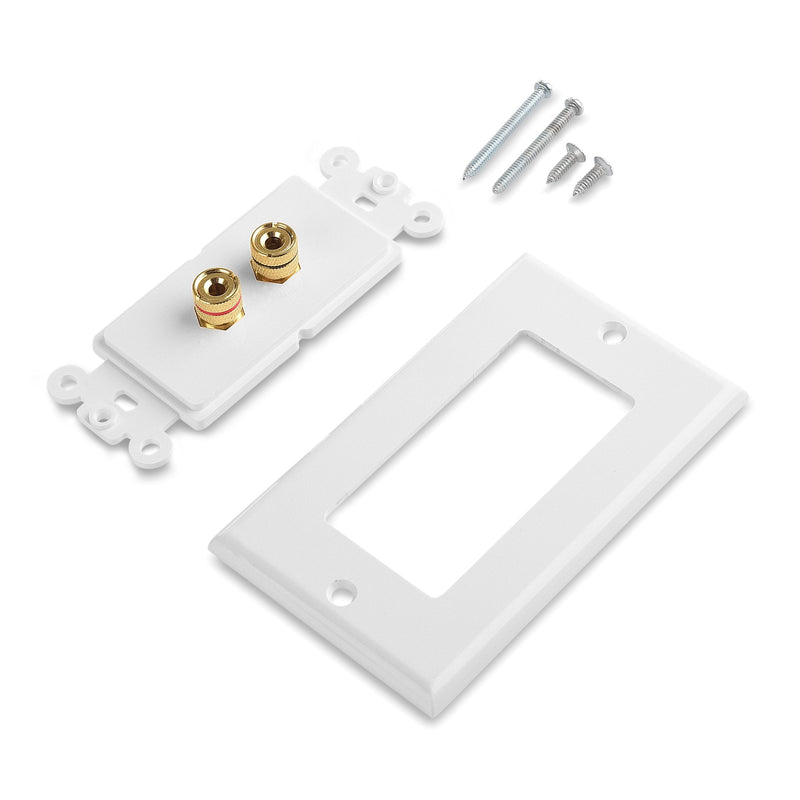 Cable Matters 2-Pack Speaker Wire Wall Plate, Gold Plated Speaker Wall Plate, Banana Plug Wall Plate for 1 Speaker, White 1-Speaker