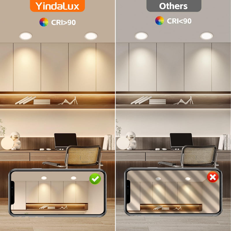 YindaLux Set of 3 LED Recessed Spotlights 230 V 3 W 3000 K Warm White Ultra Flat 300LM Bore Hole 55-58 mm and 15 mm Flat IP44 Furniture Recessed Light for Mirror Cabinet Brushed Nickel 3 Stück Brushed Stainless Steel 3000 K