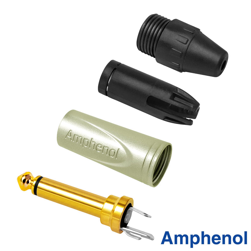 12 Foot - Gotham GAC-1 Ultra Pro (Black) - Premium, Low-Capacitance (21 pf/F) Guitar Bass Instrument Cable - Amphenol QM2R-AU & QM2P-AU ¼ Inch (6.35mm) Gold TS Connectors