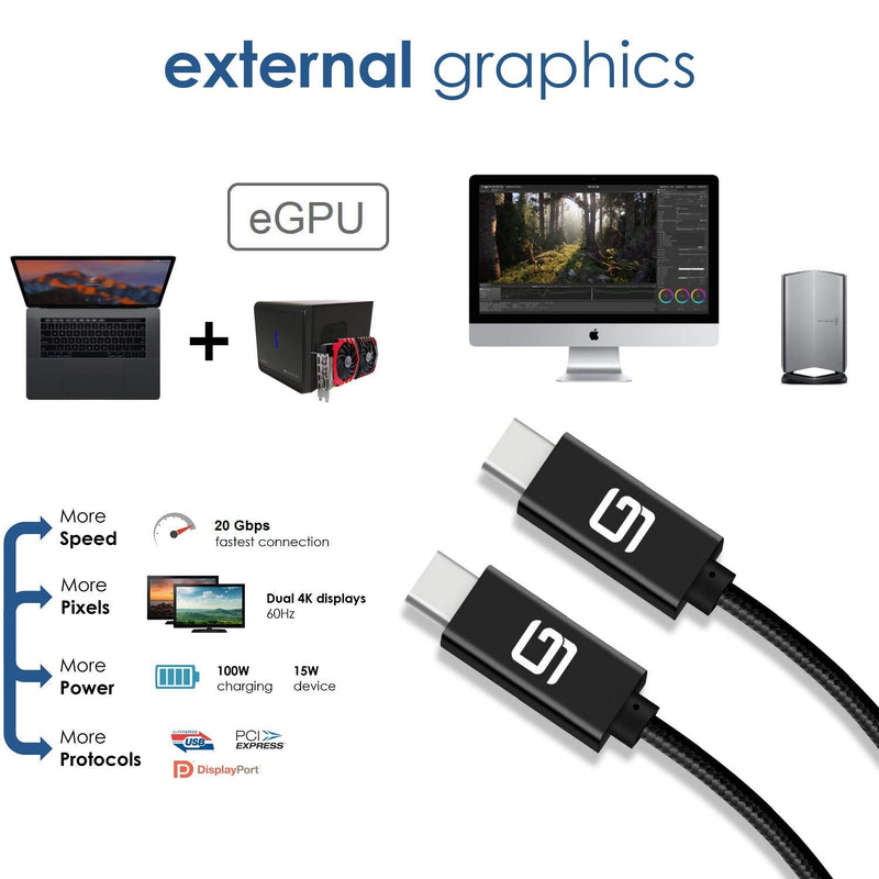 USB to USB C Adapter 2 Pack USB C Female to A Male OTG Charger Type 2.0 Power with Ultra Compact and USB C Cable (20Gbps) SuperSpeed 100W Power Dual 4k or Single 5k @60hz Display 6.6ft