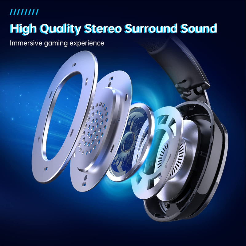[AUSTRALIA] - Gtheos 2.4GHz Wireless Gaming Headset for PC, PS4, PS5, Mac, Nintendo Switch, Bluetooth 5.2 Gaming Headphones with Noise Canceling Microphone, Stereo Sound, ONLY 3.5mm Wired Mode for Xbox Series-Black Black 