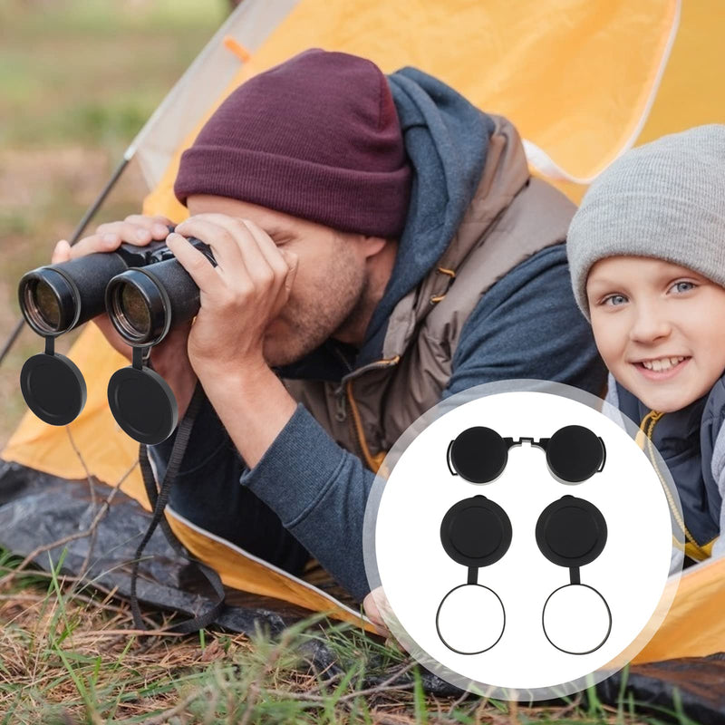 [AUSTRALIA] - 3Pcs Rubber Objective Lens Cover Eyepiece Flip- Open Scope Cover for Binoculars Telescope Accessories (Black) 
