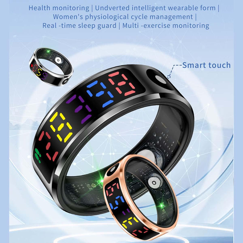 Smart Ring with Color Screen|Track Heart Rate, Sleep, Blood Oxygen,Steps |Power|Display| Short-Form Video/Remote Control Camera (Silver, 8(17.7mm)（0.70inch) Silver 8(17.7mm)（0.70inch)