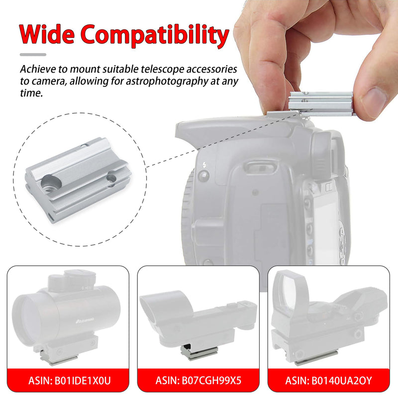 [AUSTRALIA] - Astromania Silver Plate for The Flash Shoe of DSLR Cameras - Mount The 1X40RD Reflex Red Green Dot Sight to DSLR Cameras 