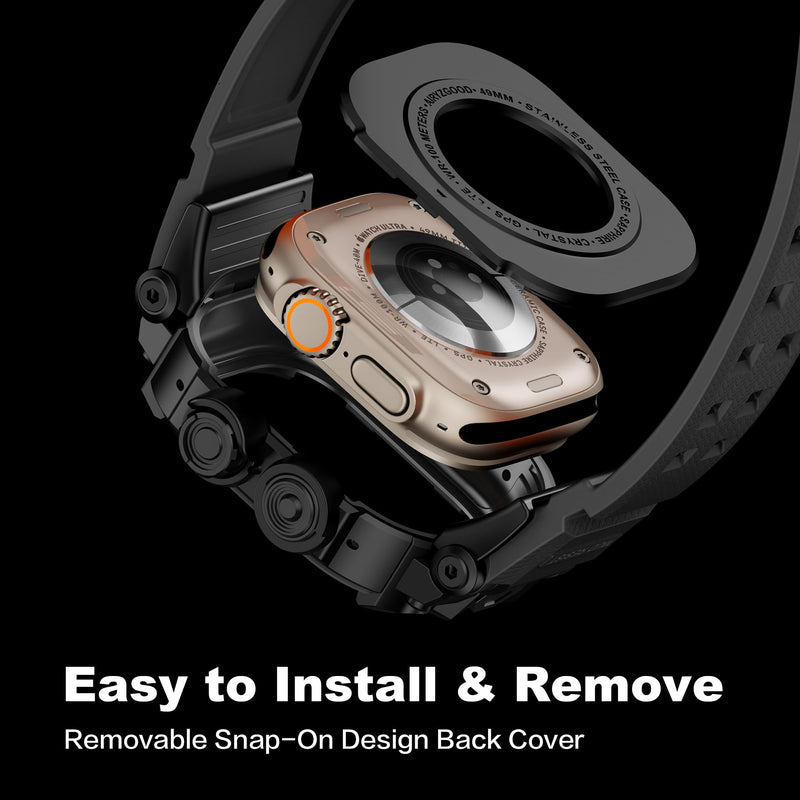 Rugged Case with Tactical TPU Band for Apple Watch Ultra 3/2/1 49mm for Men | Military-Grade Shockproof,Full Body Armor,Drop & Bump & Stain Resistant,Dustproof,Outdoor Sports Design,HD Screen Protector Matte Black