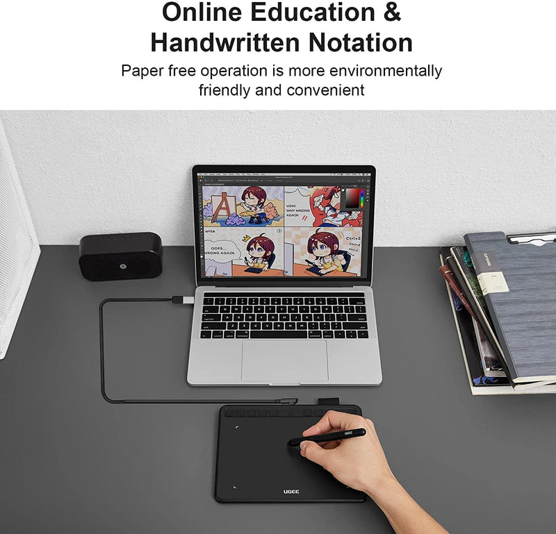 Computer Graphics Tablets, UGEE S640 Portable Drawing Tablet with 10 Shortcut Keys, 6.5x4 inch Digital Pen Tablets with Battery-Free Stylus Tilt Function 8192 Pressure for Windows/Mac/Chrome OS S640-New