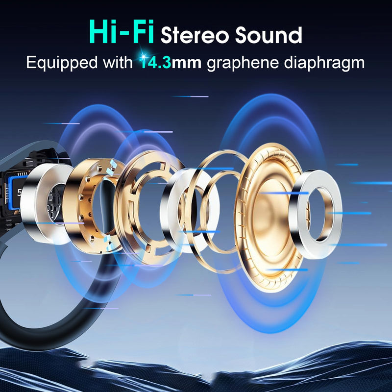 Aptkdoe 2 Sets Wireless Earbuds Sport, Bluetooth 5.4 Over Ear Buds Stereo Deep Bass Over Ear Bud with Earhooks, 75H Wireless Earphones with Mic, IPX7 Waterproof Earphone for Sports Blue+White