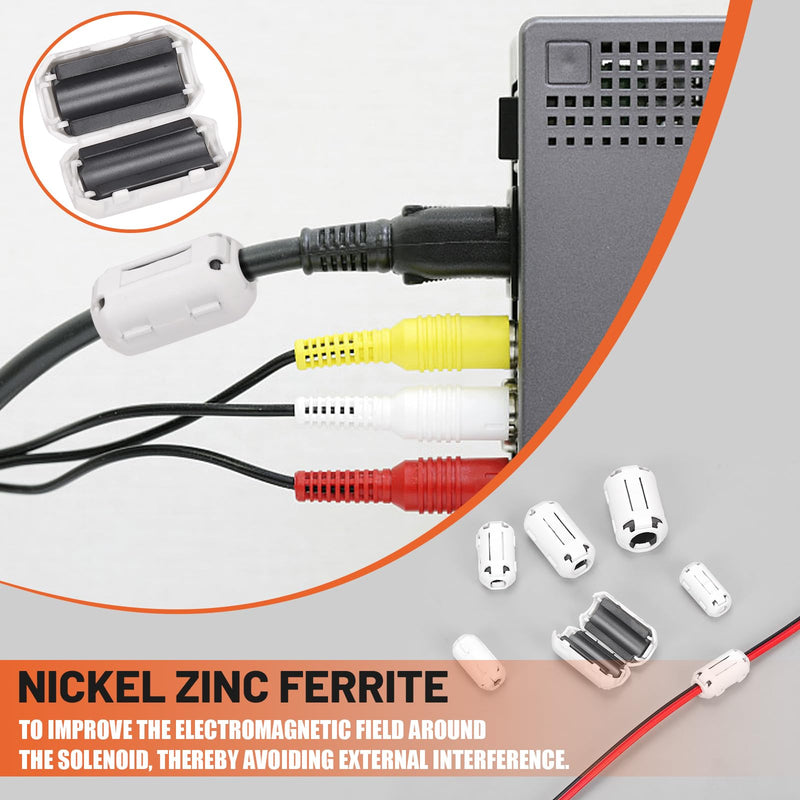 [AUSTRALIA] - Tanstic 28Pcs White Clip-on Ferrite Ring Core RFI EMI Noise Suppressor Cable Clip for 3.5mm 5mm 7mm 9mm 13mm Diameter Cable 