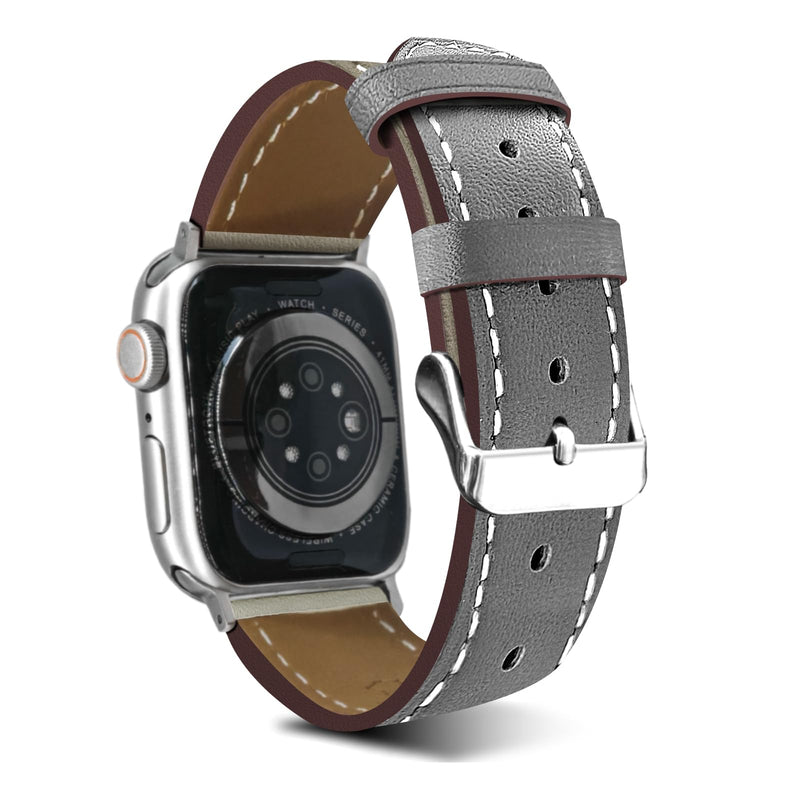 Premium Italy Leather Bands Compatible with Apple Watch Band 40/38/41/42/44/45/46/49mm, Soft Leather Watch Replacement Band for Watch Series Ultra SE 10 9 8 7 6 5 4 3 2 1 for Women Men(Pack Of 2)