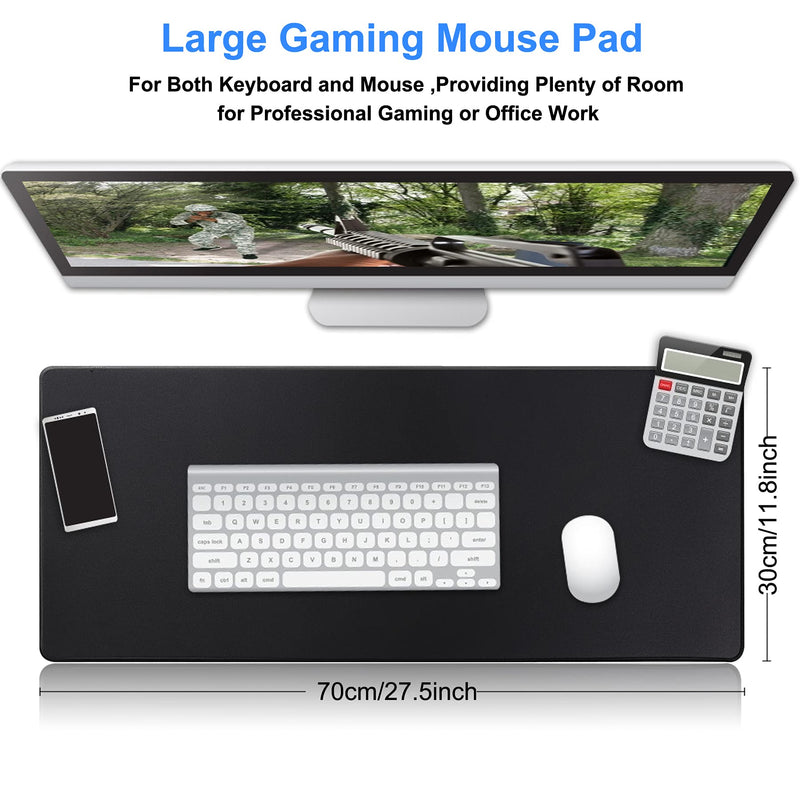 Gaming Mouse Pad,Hosimoln Large Mouse Pad Size 27.5x11.8 Thickness 0.12 inches,Premium-Textured Non-Slip & Waterproof Computer Mousepad with Stitched Edges for Gaming, Office & Home-70x30 Black 70x30 Black