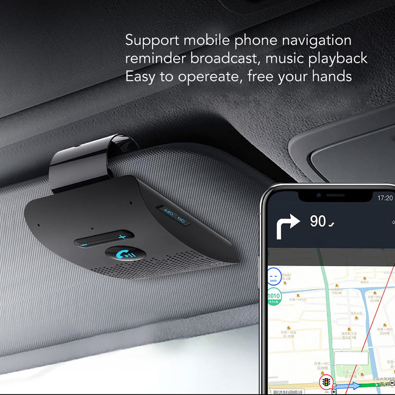 Bluetooth Car Speakerphone, Car Speaker Bluetooth Speakerphone Wireless Sun Visor Audio Receiver Adapter Handsfree Mp3 Speaker with Back Clip for Handsfree Talking