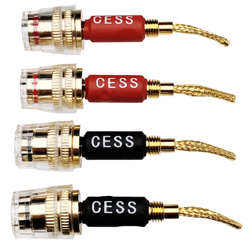 CESS-220 Pin Banana Plug to 4mm Female Banana Jack/Speaker Wire, 4 Pack (Braided-Type to 4mm) Braided-type to 4mm