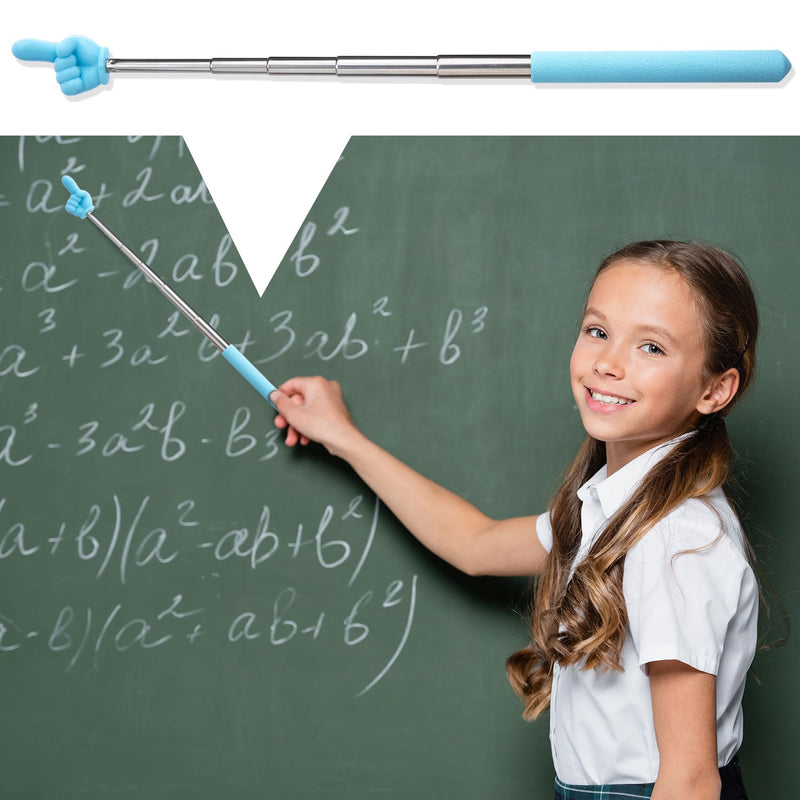 [AUSTRALIA] - PAGOW Retractable Teacher Pointer Stick, Hand Pointer Stick, Student Finger Pointing Stick, Extendable School Supplies for Reading, Classroom (Light Blue, Finger) Finger1, Light Blue 