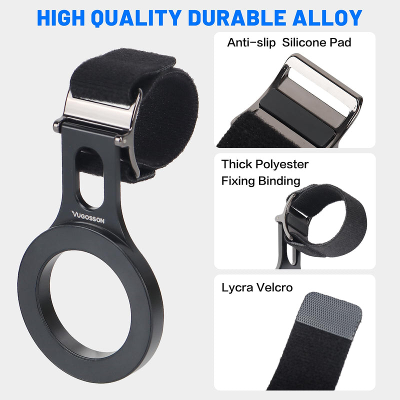 Magnetic Phone Holder for Car, Steering Wheel Phone Holder [Strong Magnet], for MagSafe, Adjustable Strap Compatible with Gym Equipment, Stroller, Shopping Cart, All Phone(Magnetic Ring Included) Black