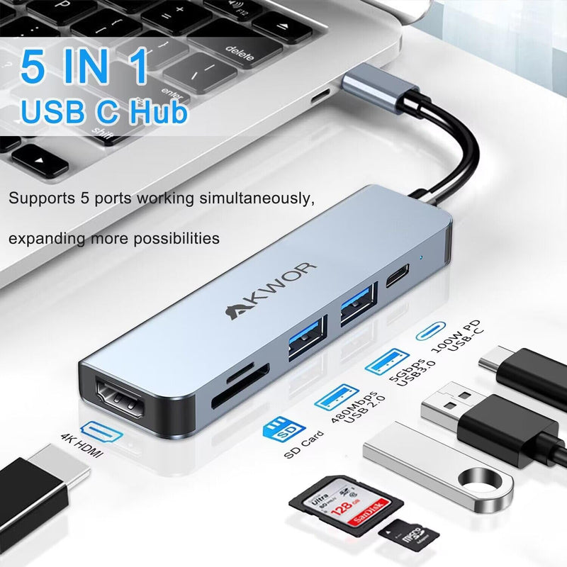 USB C Hub HDMI Adapter, USB C SD Card Reader, USB C to HDMI 4K with100W PD, USB 3.0, SD/TF Card Reader for iphone 15, MacBook Air/Pro, iPad Pro, Mac, Dell/Acer/HP/ASUS/Switch