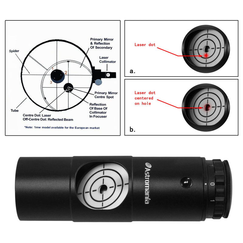 Astromania Alignment 1.25" Next Generation Laser Collimator for Newtonian Telescopes - with This Laser You can collimate Your Newtonian Telescope in just a Few Minutes!