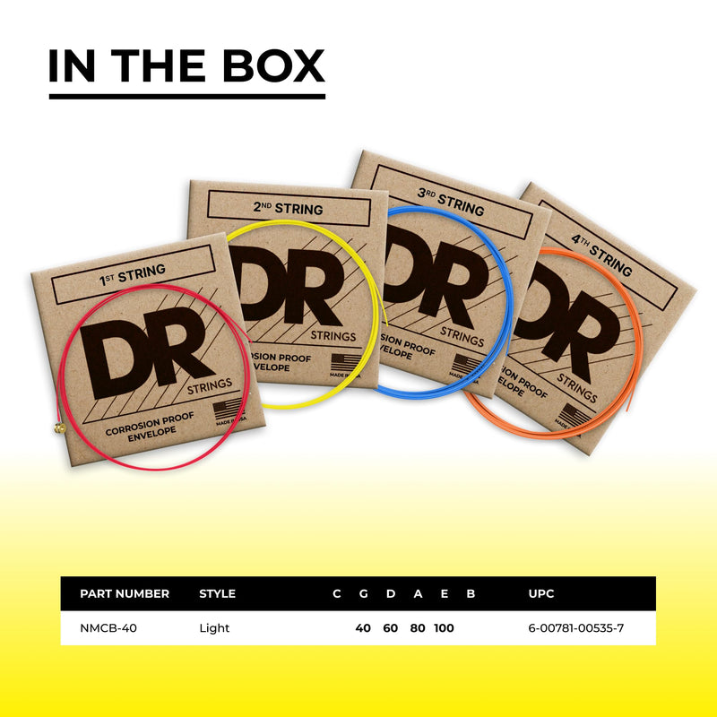 DR Strings HI-DEF NEON Bass Guitar Strings (NMCB-40)