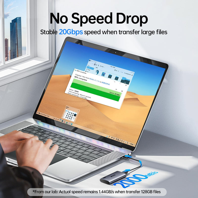 SSK Portable SSD 500GB, up to 2000MB/s External Solid State Drives, USB 3.2 Gen2X2 NVMe SSD External Hard Drive, Ultra Low Power Consumption for iPhone 15/ MacBook/Pro/OTG Phone/Laptops