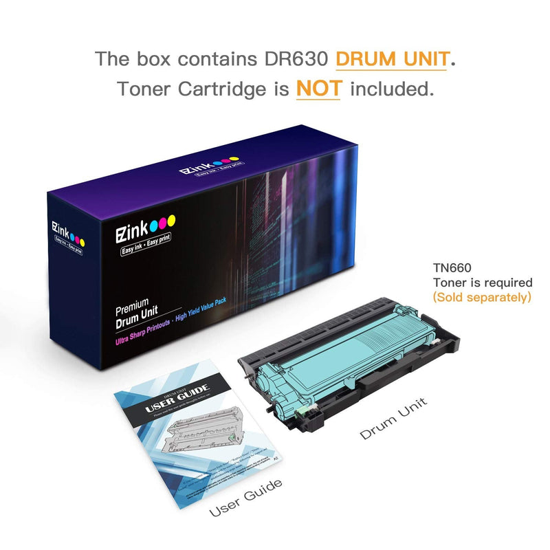 E-Z Ink (TM) Compatible Drum Unit Replacement for Brother DR630 DR 630 Compatible with HL-L2300D HL-L2320D HL-L2340DW HL-L2360DW HL-L2380DW MFC-L2740DW MFC-L2720DW MFC-L2700DW DCP-L2540DW (1 Pack)