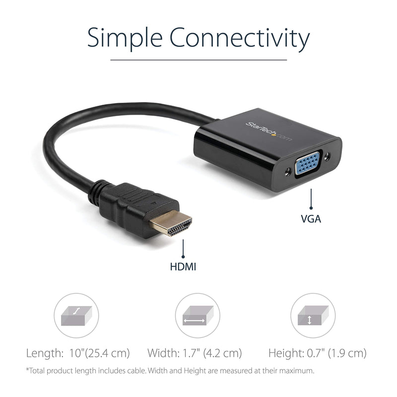 StarTech.com 1080p 60Hz HDMI to VGA High Speed Display Adapter - Active HDMI to VGA (Male to Female) Video Converter for Laptop/PC/Monitor (HD2VGAE2) HDMI to VGA - Compact Cable