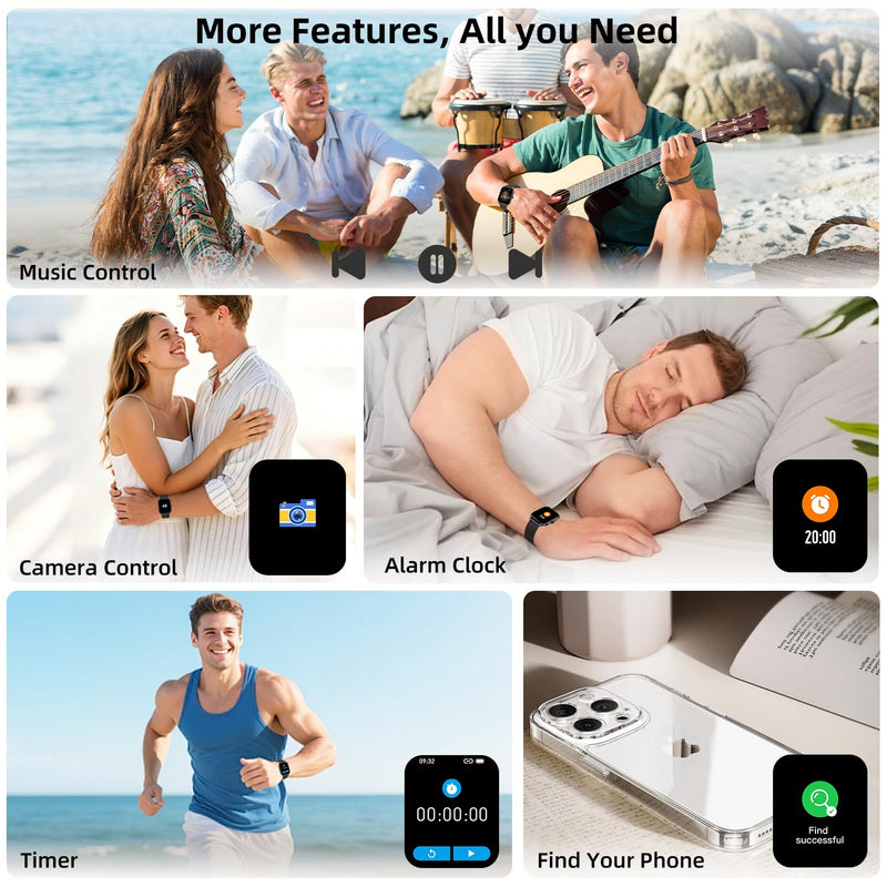 Smart Watch for Men Women Fitness Tracker: Make Answer Call Smart Watches for Men Digital Watches Waterproof Running Smartwatch for Android Phone iPhone Samsung Compatible Sleep Heart Rate Monitor Black